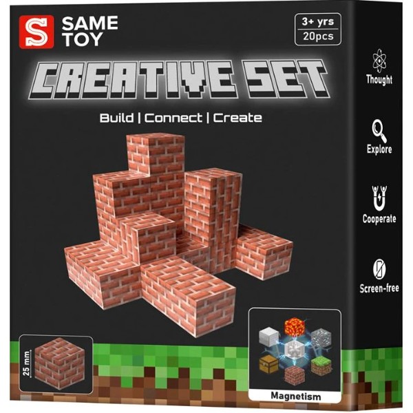 Фото - Магнітний конструктор Same Toy Creative Set Brick 20 ел. (MCRAFT-4520-SM)